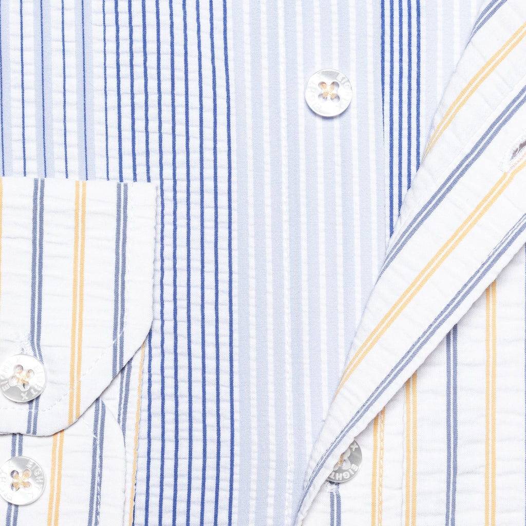 Multi Striped Seersucker Button Down Shirt - Sunrise Sets Eight-X   