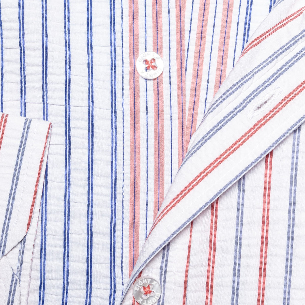 Multi Striped Seersucker Button Down Shirt - Dusk Sets Eight-X