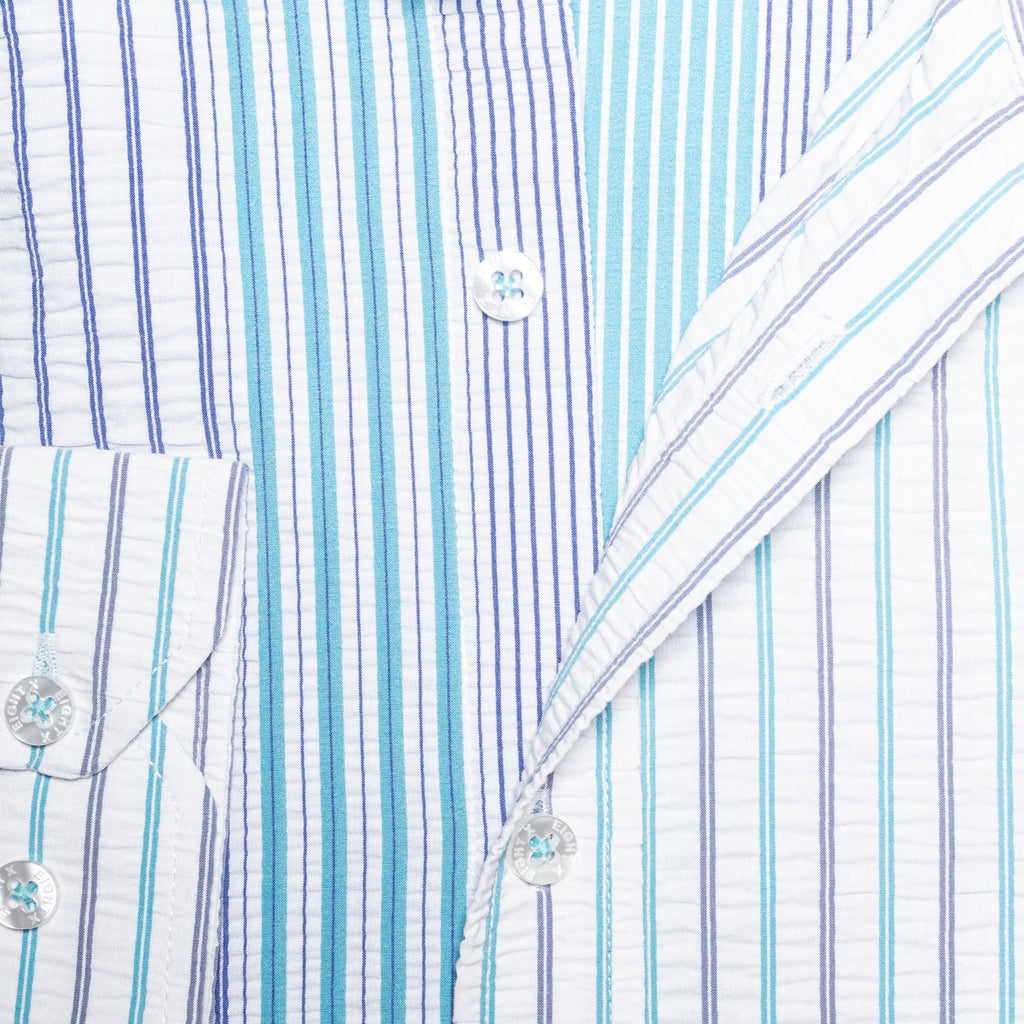 Multi Striped Seersucker Button Down Shirt - Ice  Eight-X   