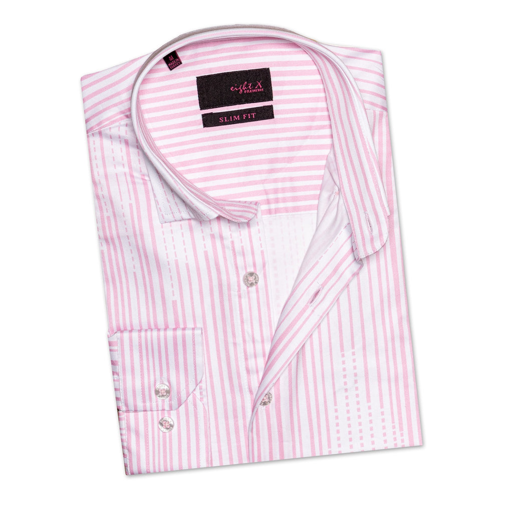 Types Of Stripes Button Down Shirt - Pink  Eight-X   