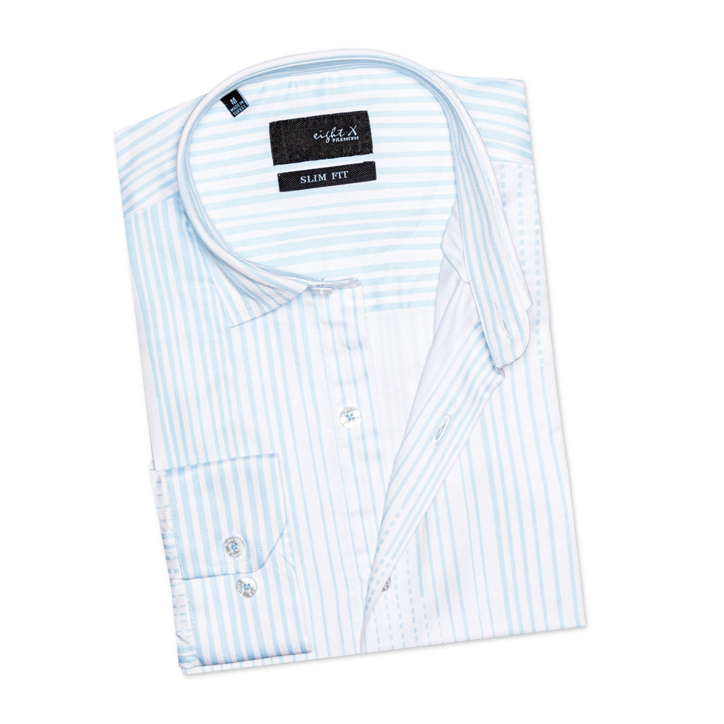 Types Of Stripes Button Down Shirt - Blue  Eight-X   