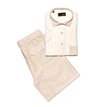 Soft Sand Short Sleeve Shirt + Shorts Matching Set  Eight-X   