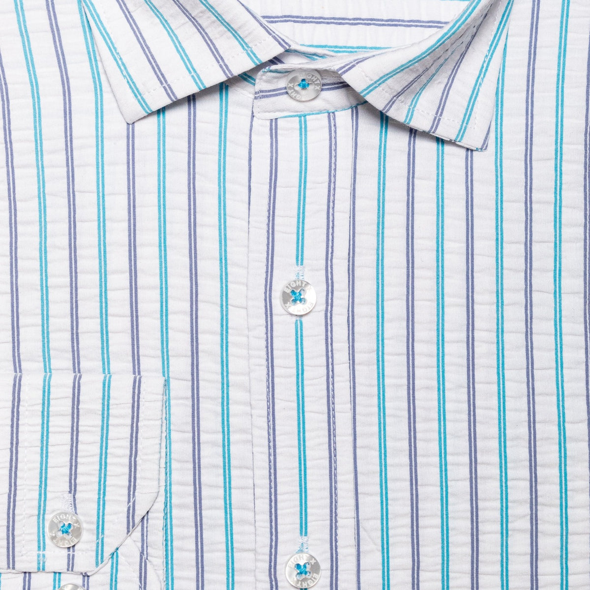 Striped Seersucker Button Down Shirt - Ice  Eight-X   