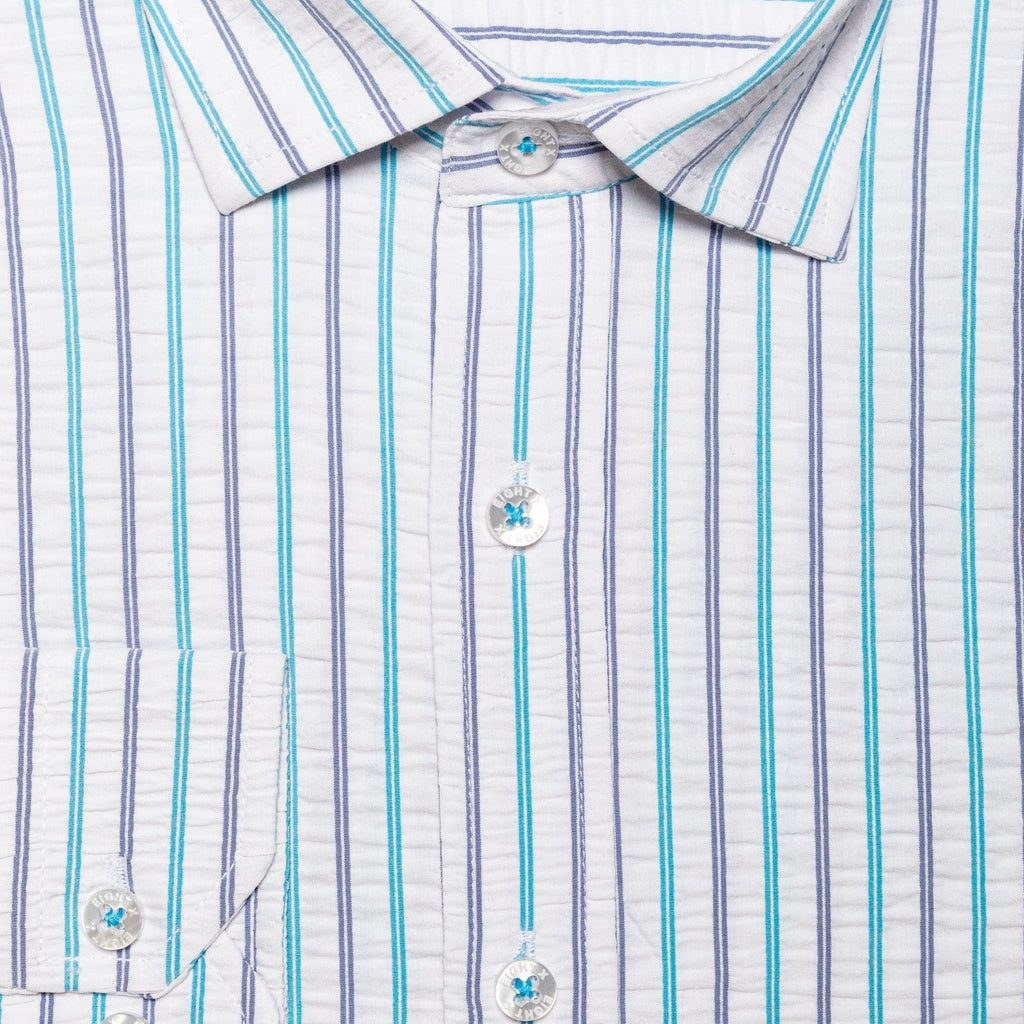 Striped Seersucker Button Down Shirt - Ice  Eight-X   