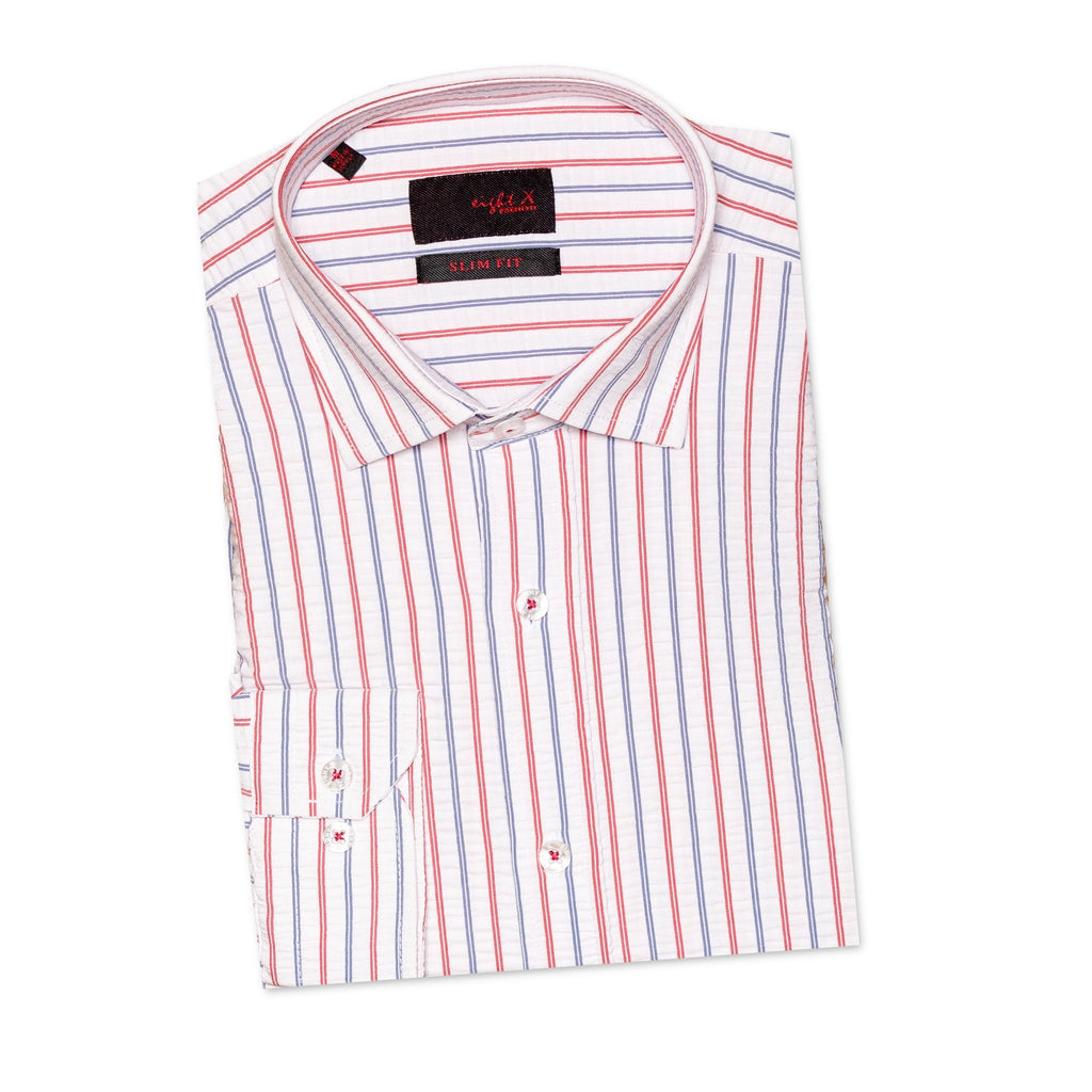 Striped Seersucker Button Down Shirt - Dusk  Eight-X   