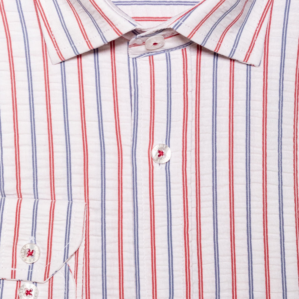 Striped Seersucker Button Down Shirt - Dusk  Eight-X   