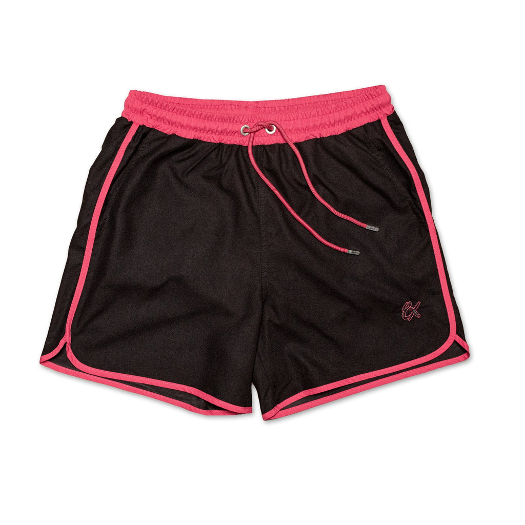 Men's Vintage Cut Black Swim Trunks With Magenta Trim  Eight-X BLACK S 