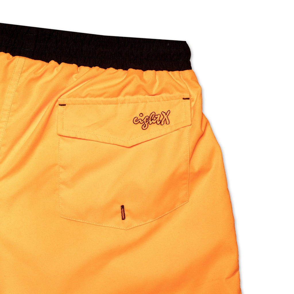 Men's Vintage Cut Orange Swim Trunks With Black Trim  Eight-X   