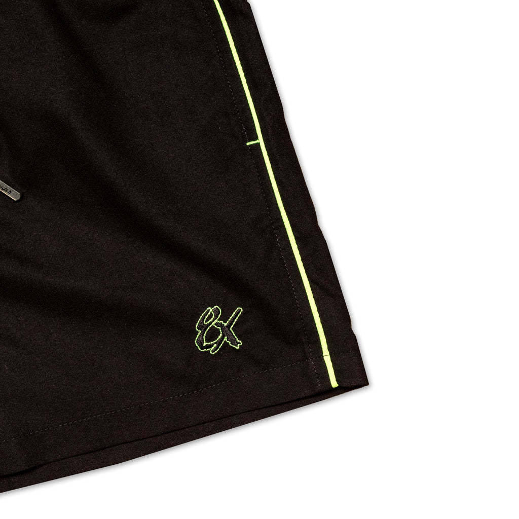 Men's Black Swim Trunks With Neon Yellow Trim  Eight-X   