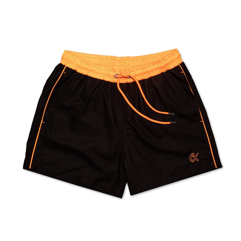 Men's Black Swim Trunks With Neon Orange Trim  Eight-X BLACK S 