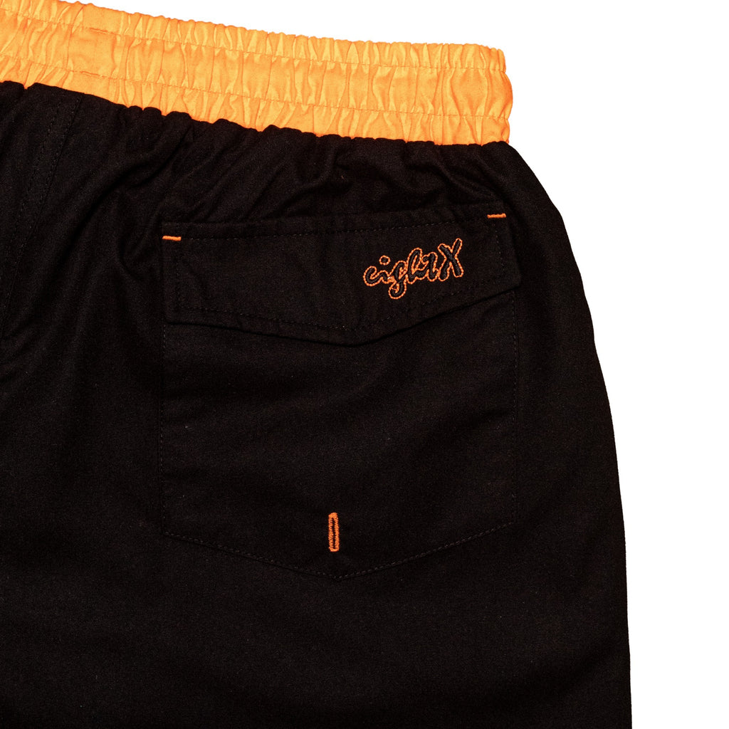 Men's Black Swim Trunks With Neon Orange Trim  Eight-X   