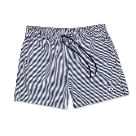 Men's Striped Slim Fit Swim Trunks - Navy  Eight-X NAVY S