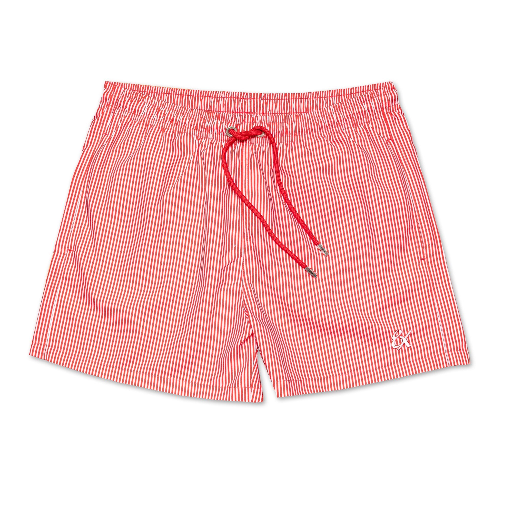 Eight x Men s Striped Slim Fit Swim Trunks Red Red 3XL
