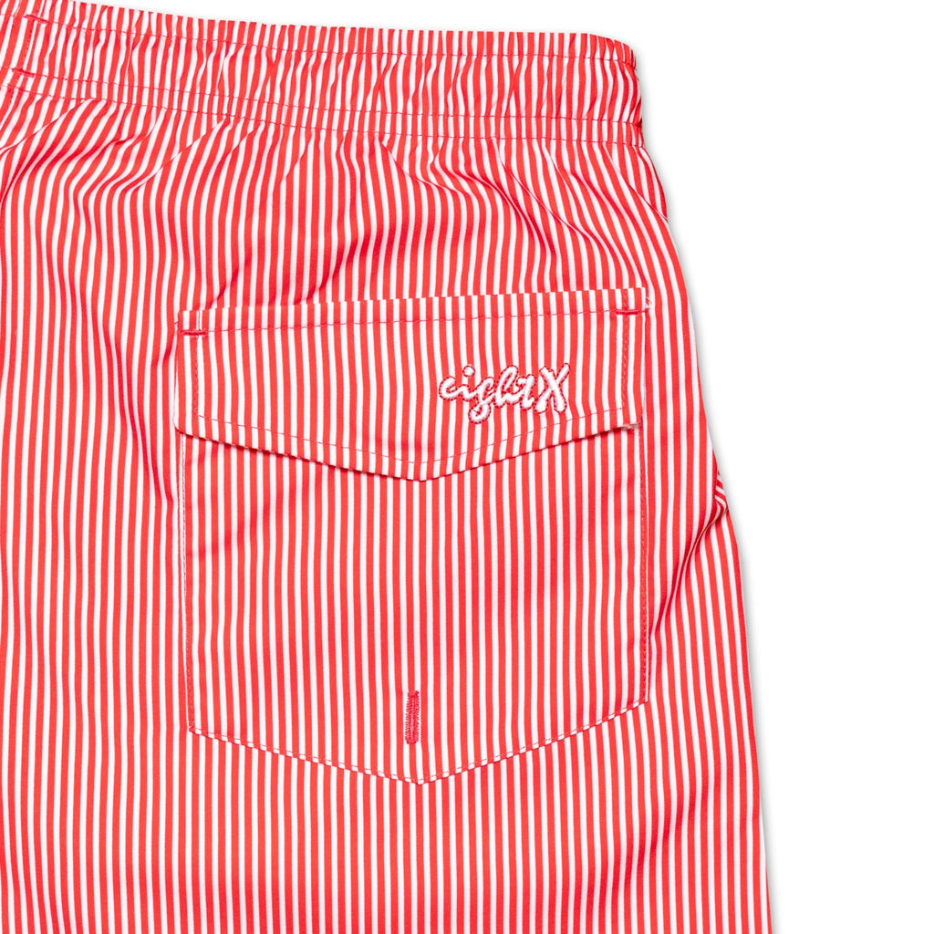 Men's Striped Slim Fit Swim Trunks - Red  Eight-X   