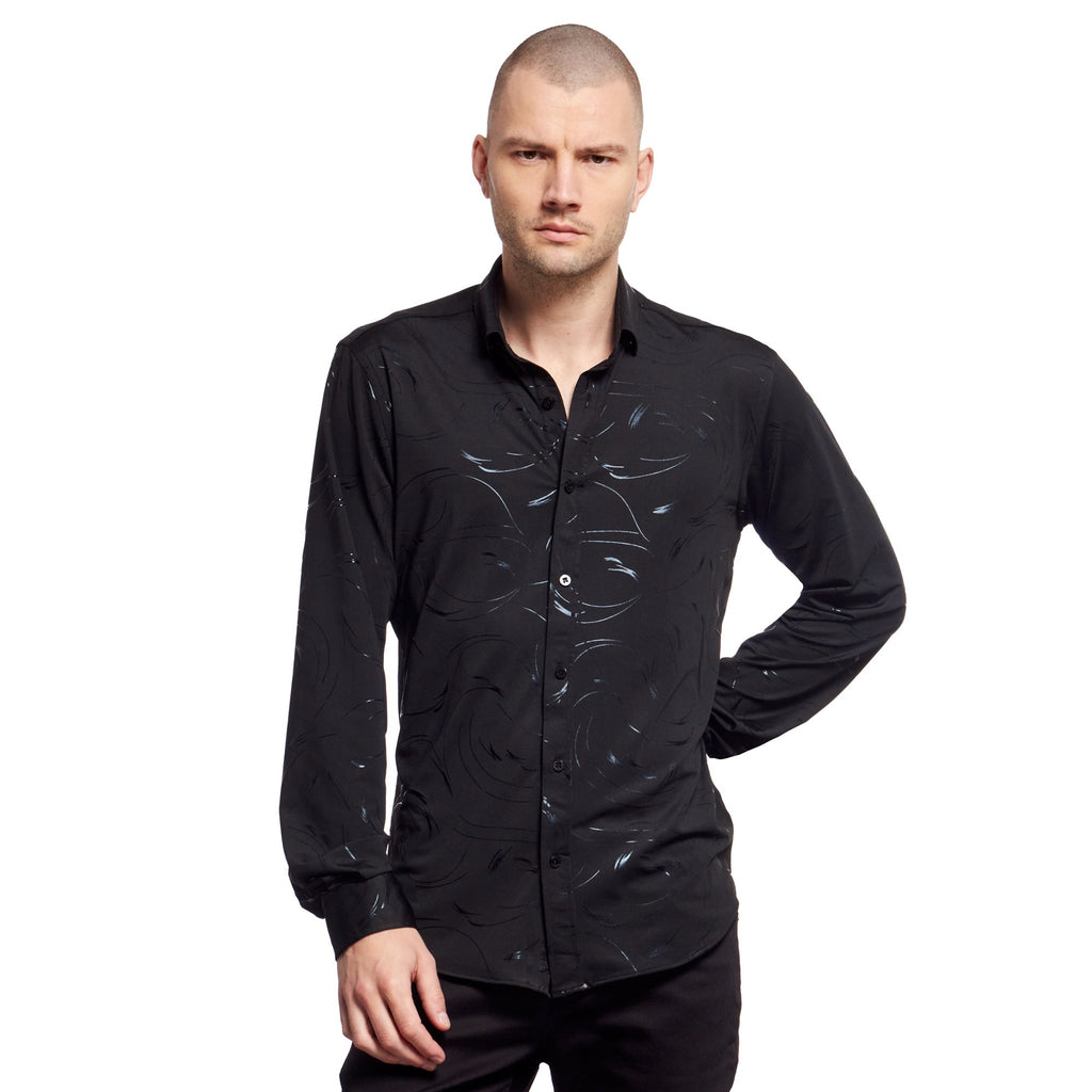 Traces Button Down Shirt Long Sleeve Button Down Eight-X BLACK S 