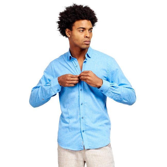 Bottle Shop Button Down Shirt - Blue Long Sleeve Button Down Eight-X BLUE S 