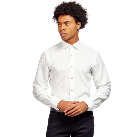 Floral Jacquard Special Edition Button Down Shirt - White Button Down Shirts Eight-X WHITE S