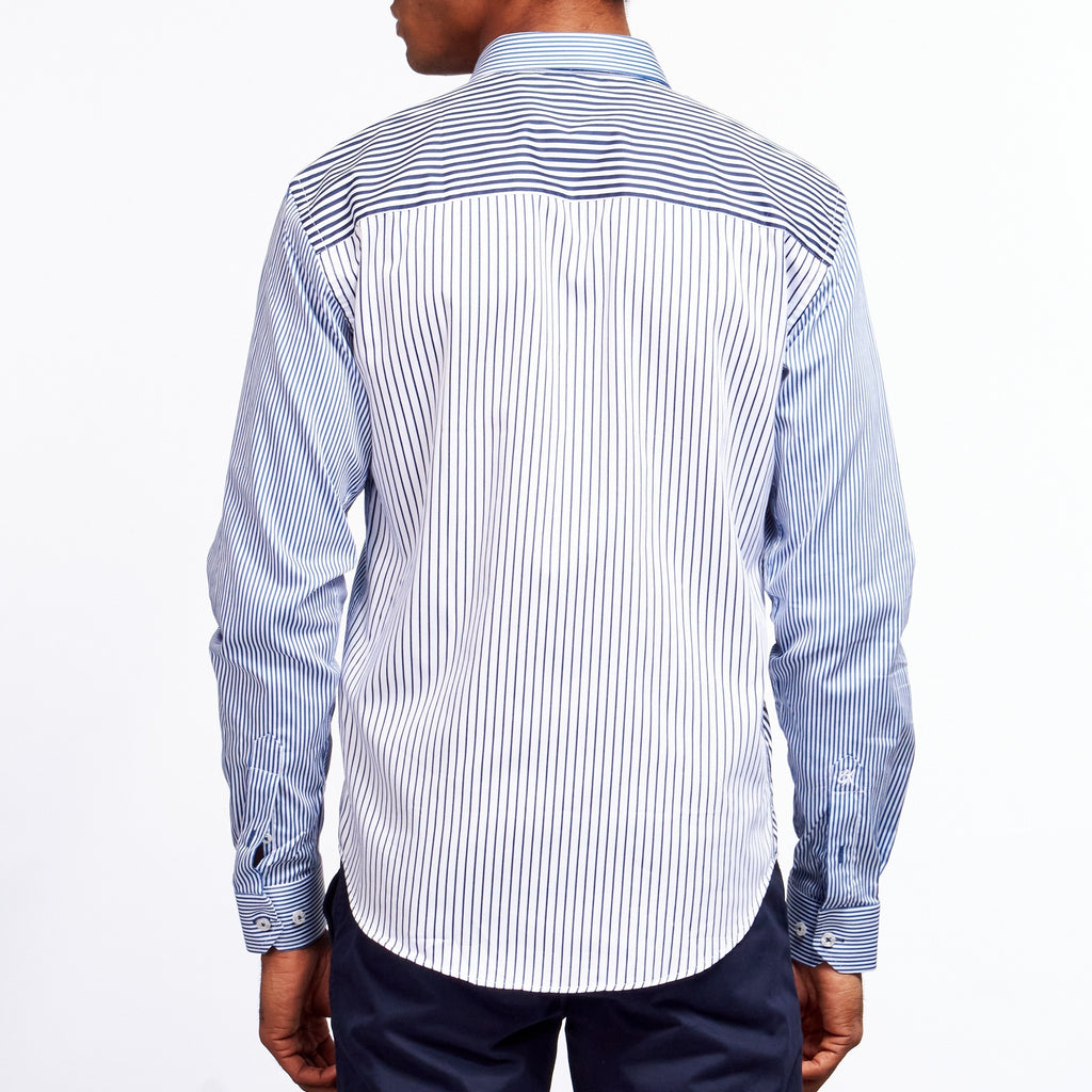 Double Striped Cotton Button Down Shirt  Eight-X   