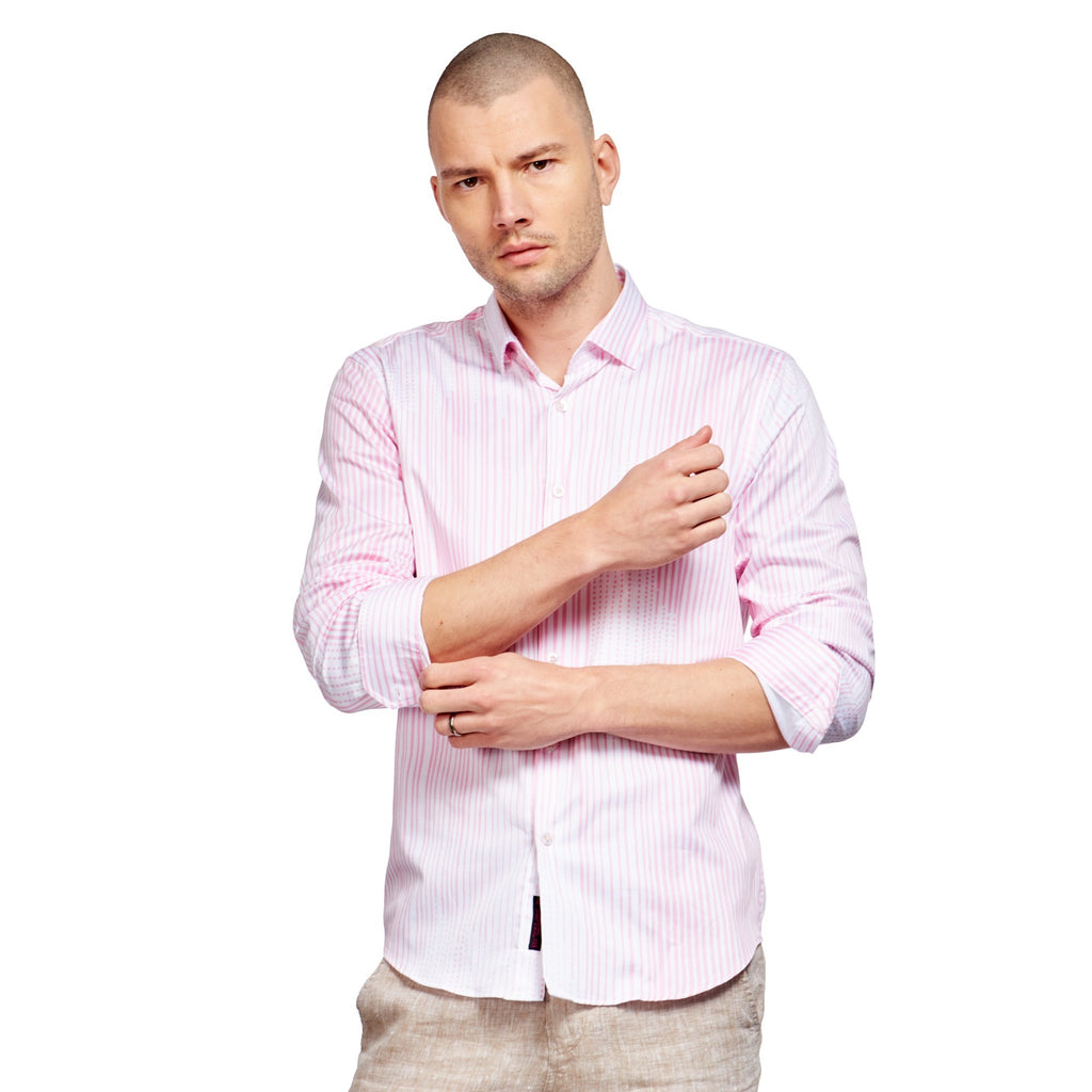 Types Of Stripes Button Down Shirt - Pink  Eight-X PINK S 