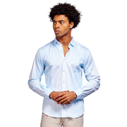 Types Of Stripes Button Down Shirt - Blue Sets Eight-X BLUE S