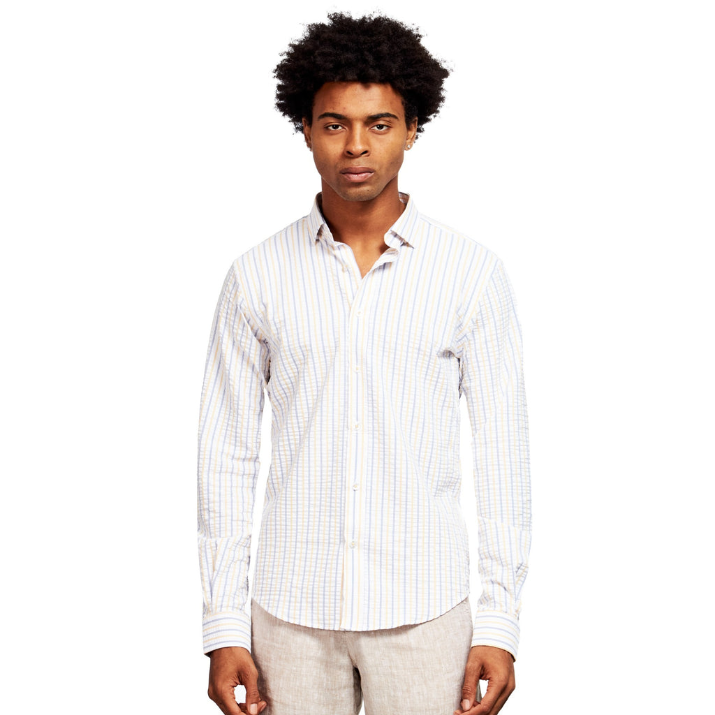 Striped Seersucker Button Down Shirt - Sunrise  Eight-X MULTI S 