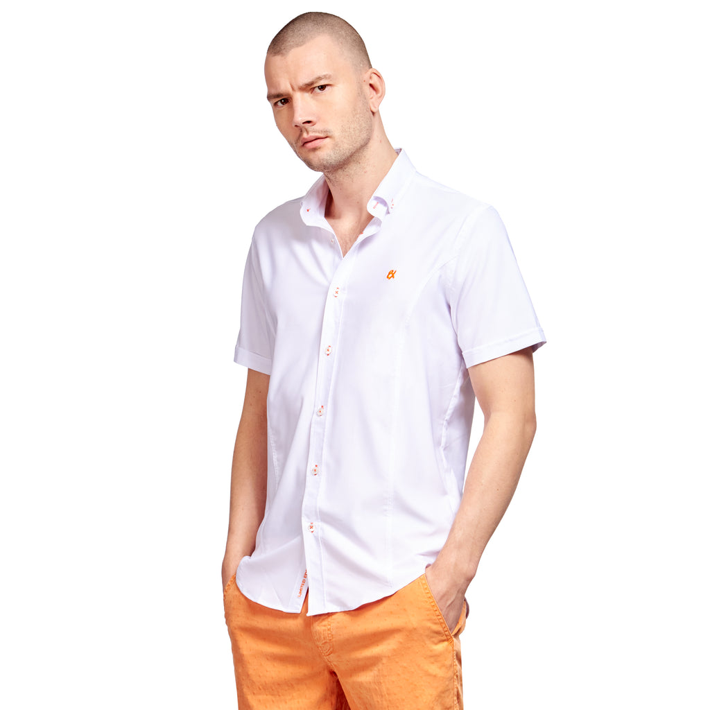 Bar Snack Stretch Short Sleeve Button Down Shirt - White Short Sleeve Button Down Eight-X WHITE S 