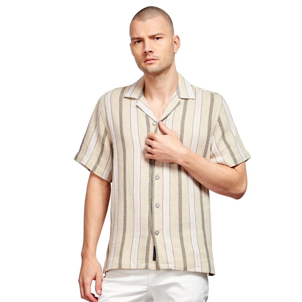 The Villa Relaxed Fit Short Sleeve Shirt -  Warm Sand  Eight-X BEIGE S 