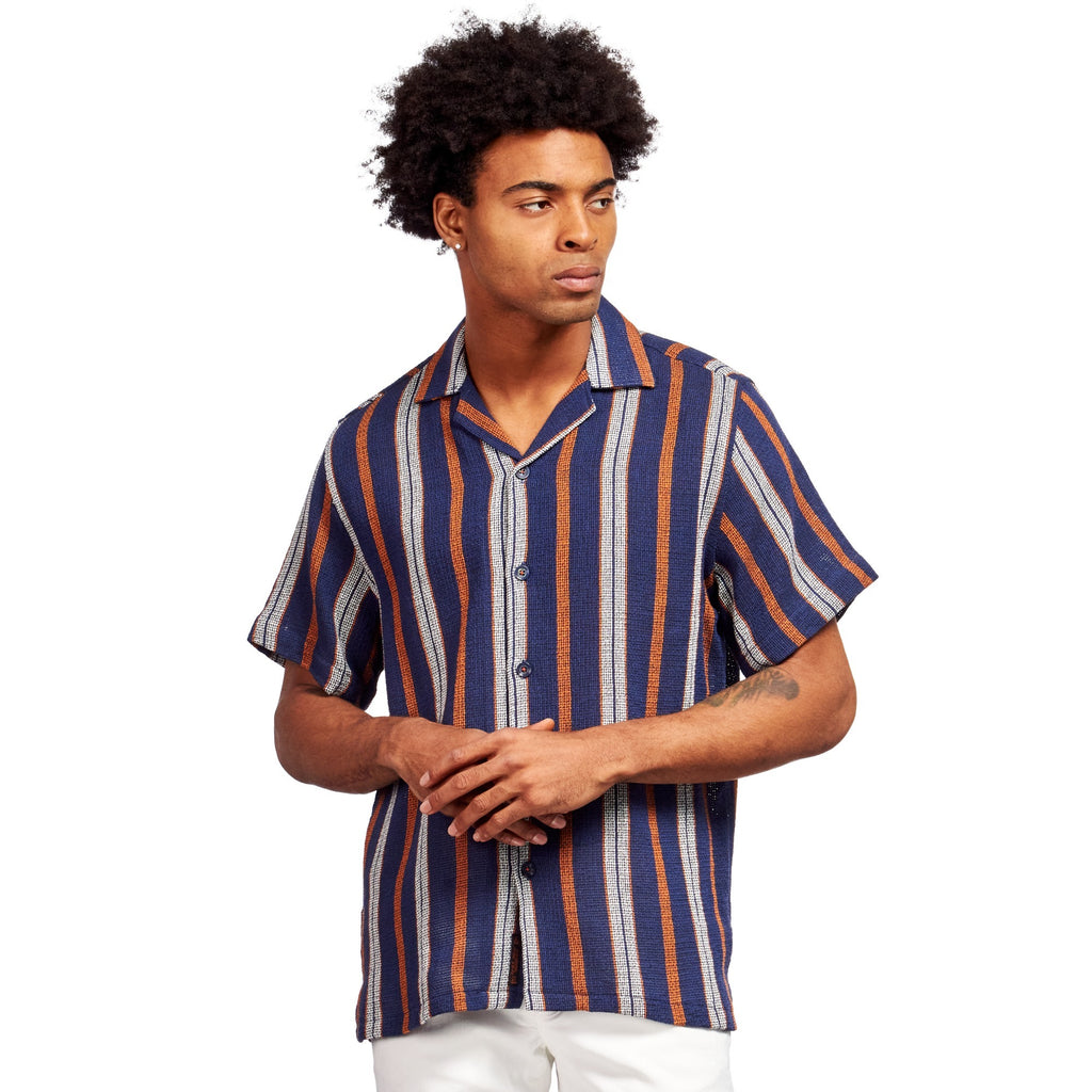 The Villa Relaxed Fit Short Sleeve Shirt -  Sunset  Eight-X NAVY S 