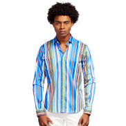 Super Processor Striped Button Down Shirt Long Sleeve Button Down Eight-X MULTI S 