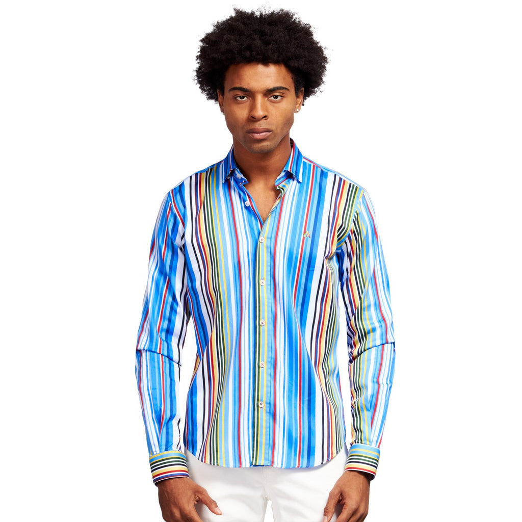 Super Processor Striped Button Down Shirt Long Sleeve Button Down Eight-X MULTI S 