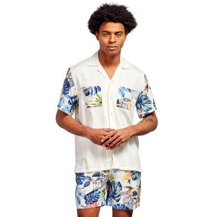 Paraíso Relaxed Fit Viscose Short Sleeve Shirt + Shorts Matching Set  Eight-X MULTI S 