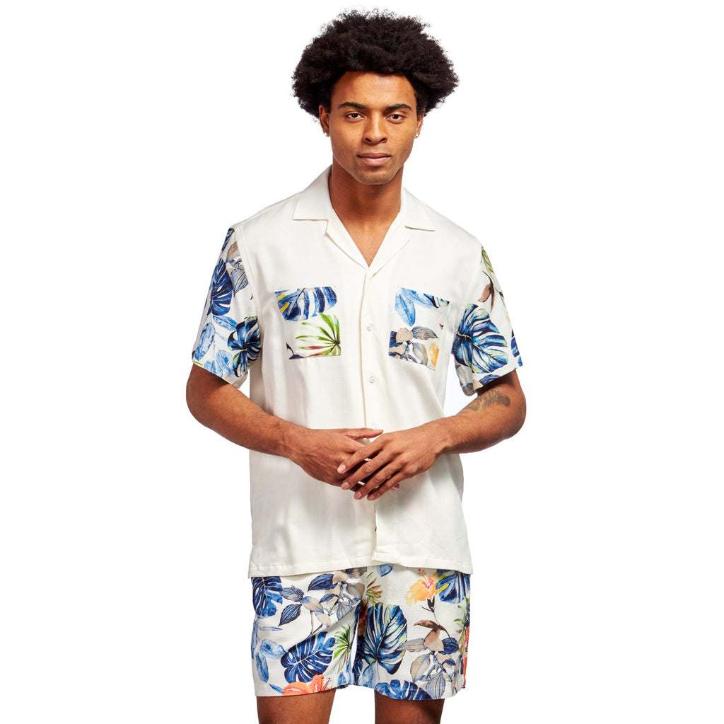 Paraíso Relaxed Fit Viscose Short Sleeve Shirt + Shorts Matching Set  Eight-X MULTI S 