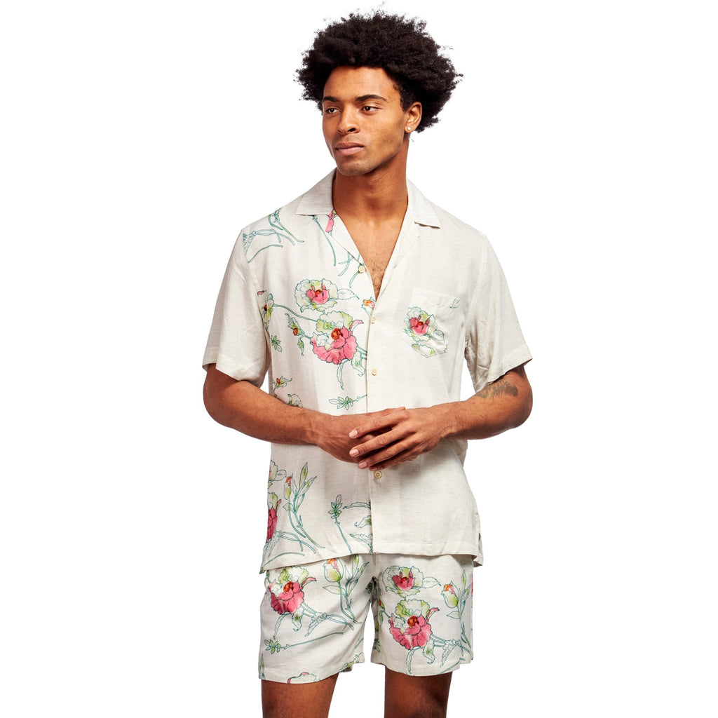 Pretty Petals Relaxed Fit Viscose Short Sleeve Shirt + Shorts Matching Set Sets Eight-X MULTI S 