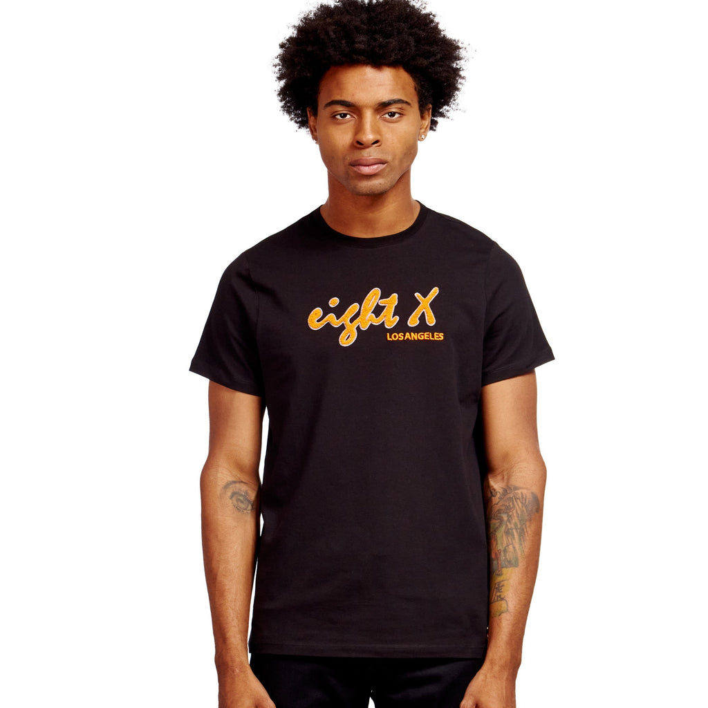 Chenille Logo Patch 3D Graphic T-Shirt - Black  Eight-X BLACK S 
