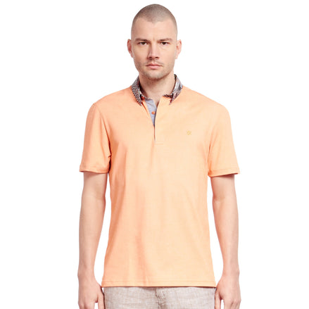 Orange Polo Shirt With Checkered Collar Polos Eight-X ORANGE S
