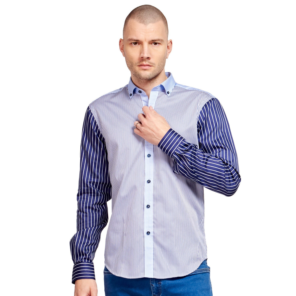 More Stripes Button Down Shirt Button Down Shirts Eight-X BLUE S 