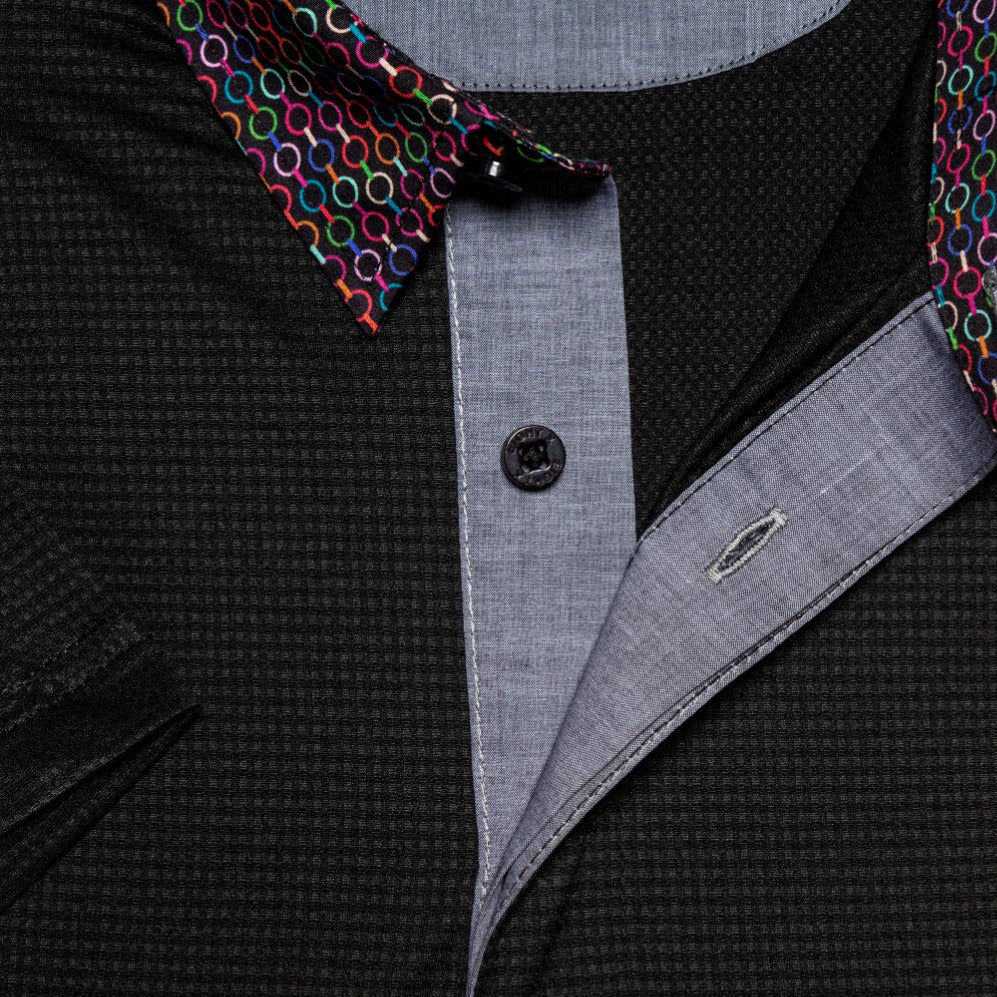 Black Polo With Rainbow Collar Polos Eight-X   