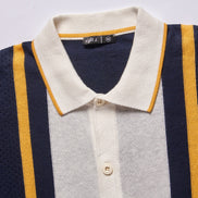 The Varsity Knit Short Sleeve Shirt - Navy Button Up Shirts Eight-X   