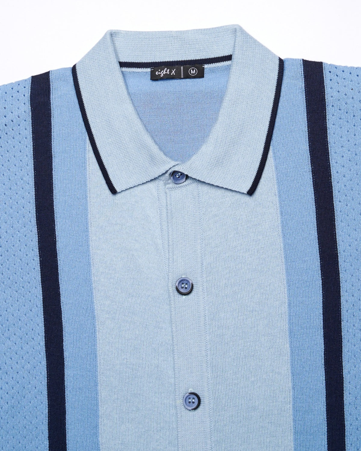 The Varsity Knit Short Sleeve Shirt - Light Blue Button Up Shirts Eight-X   