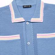 The Sundae Crochet Short Sleeve Button Up Shirt - Blue Moon Button Up Shirts Eight-X   