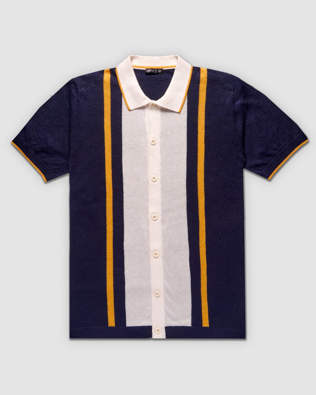 The Varsity Knit Short Sleeve Shirt - Navy Button Up Shirts Eight-X NAVY S 