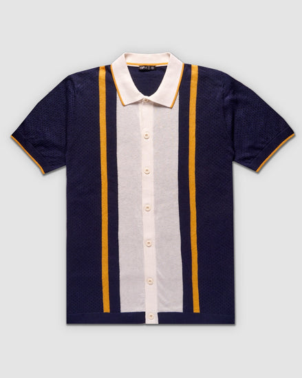 The Varsity Knit Short Sleeve Shirt - Navy Button Up Shirts Eight-X NAVY S 