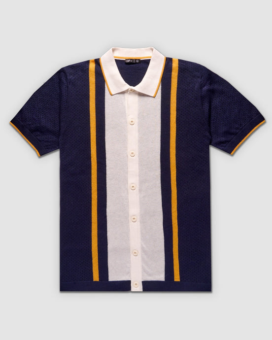 The Varsity Knit Short Sleeve Shirt - Navy Button Up Shirts Eight-X NAVY S 