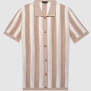 Beachside Button Up Short Sleeve Shirt - Sand Dollar Button Up Shirts Eight-X BEIGE S 