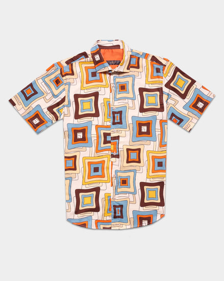 Square Dance Short Sleeve Button Down Shirt Button Down Shirts Eight-X MULTI S