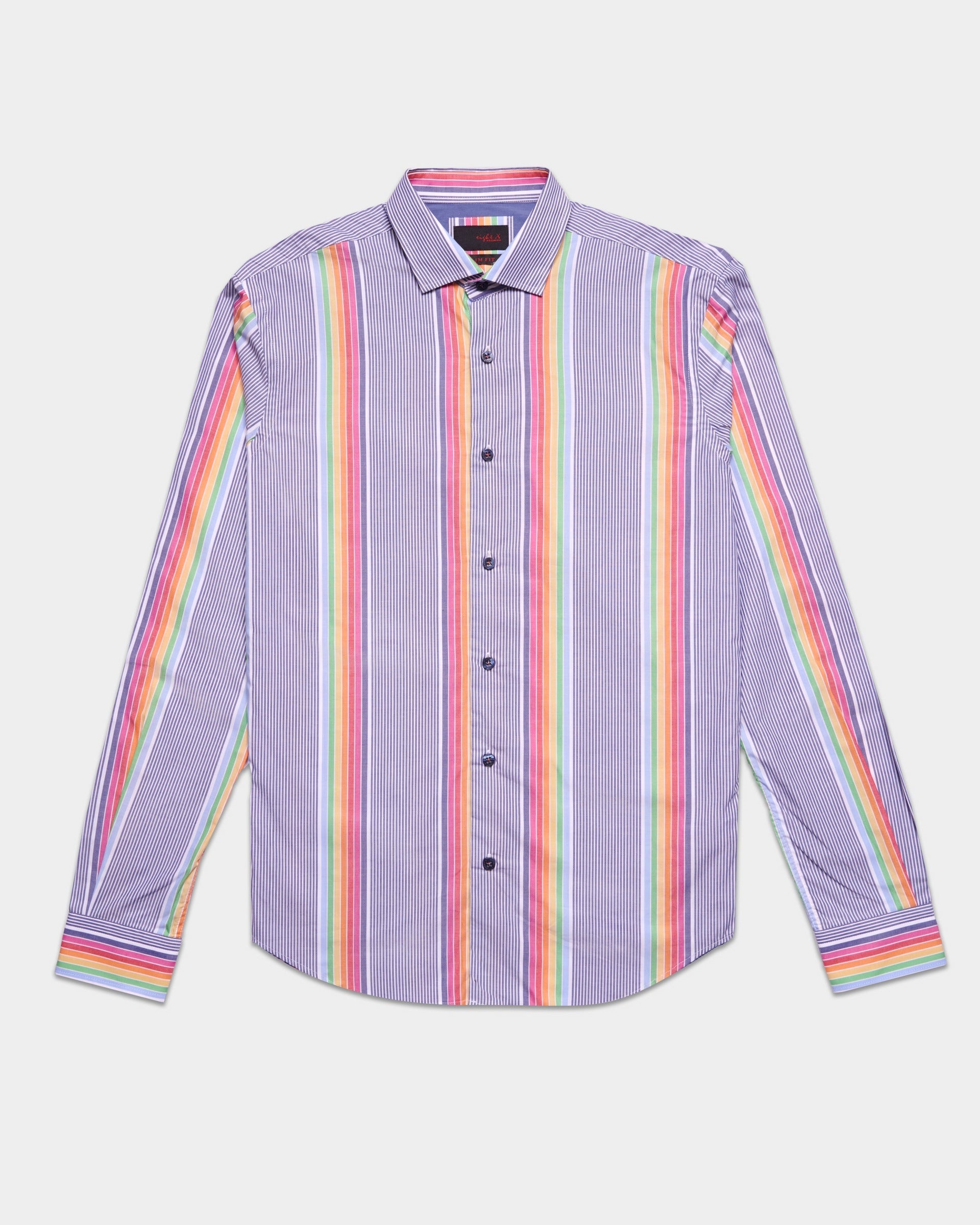 rainbow striped dress shirt Rainbow Striped Blouse 80s Button up Shirt Multicolor Vertical Stripes Long Sleeve Top Blue Red Yellow Green Vintage 1980s Medium Large