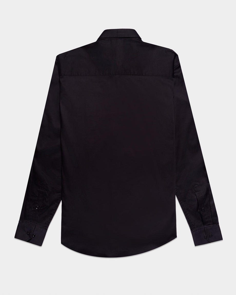 Severine Men's Black Woven Panel Artisan Edition Dress Shirt Eight-X Severine Men's Black Woven Panel Artisan Edition Dress Shirt Eight-X