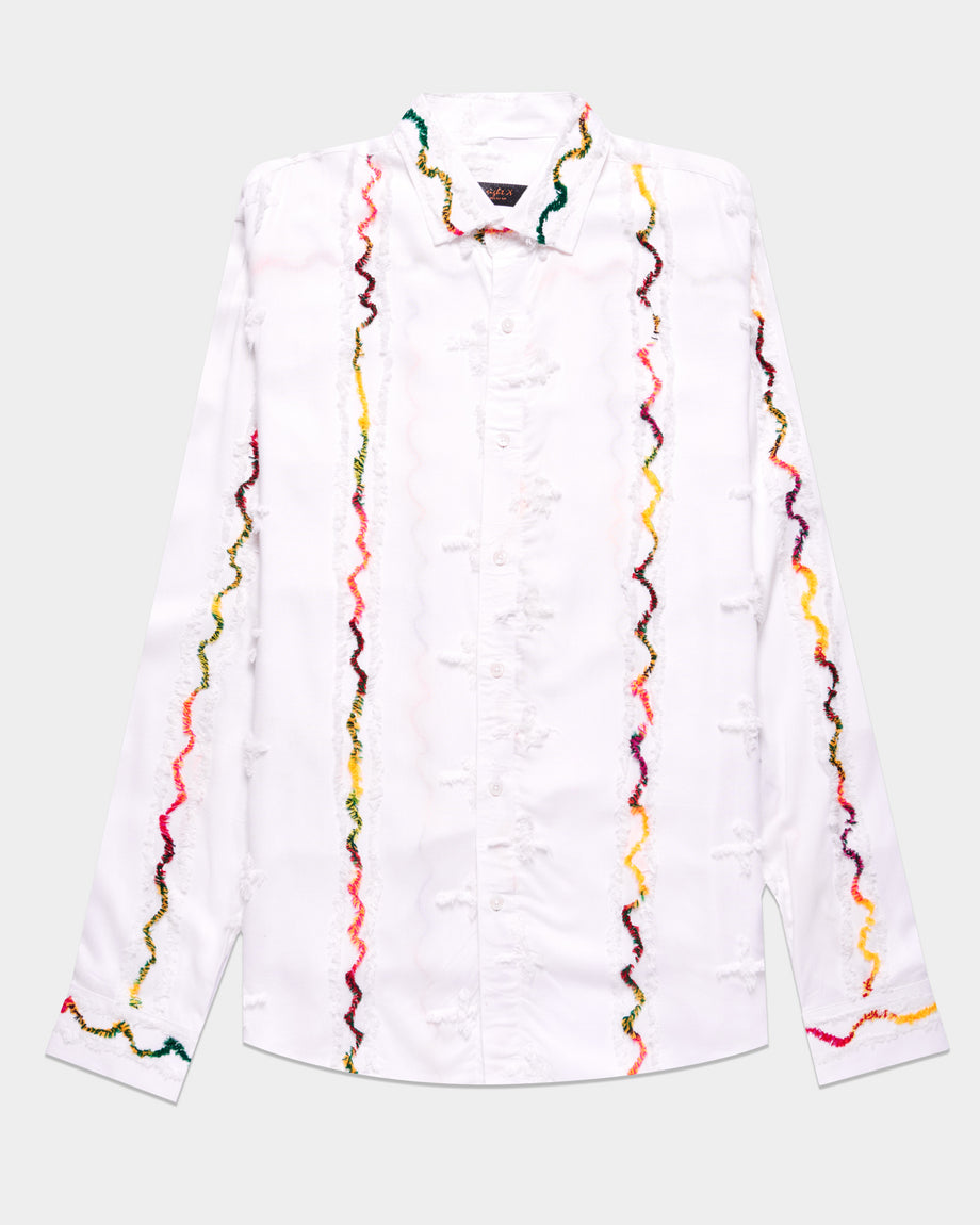 embroidered dress shirts Francisco Artisan Edition Button Up Dress Shirt White / M