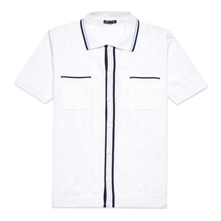 The Chandler Knit Polo Shirt - White Button Down Shirts Eight-X WHITE S