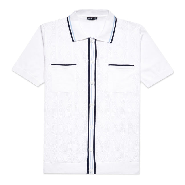 The Chandler Knit Polo Shirt - White Button Down Shirts Eight-X WHITE S